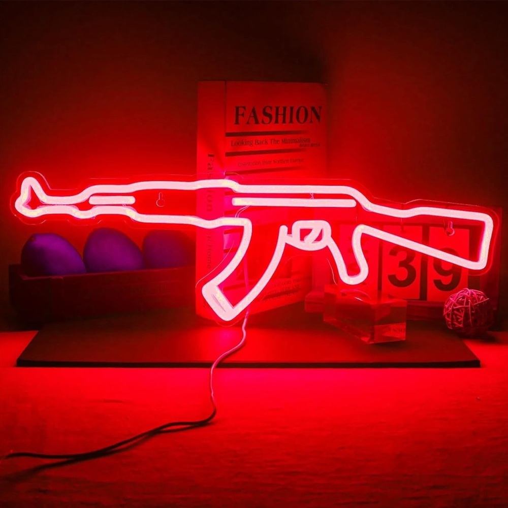 Red AK-47 Neon Sign Wall Light